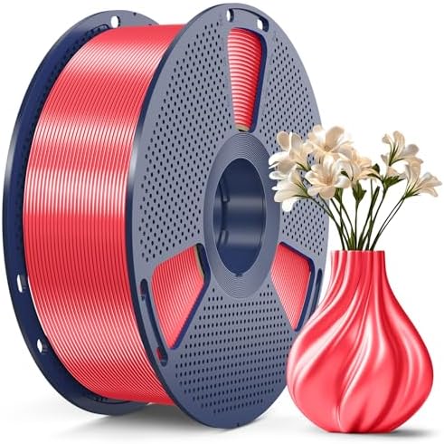 SUNLU 3D Printer Silk Filament,Shiny Silk PLA Filament 1.75mm, Smooth Silky Surface, Great Easy to Print for 3D Printers, Dimensional Accuracy +/- 0.02mm, Silk Watermelon Red 1KG