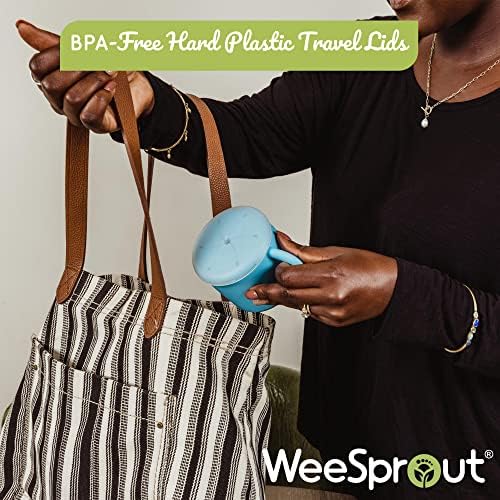 WeeSprout Snack Containers, Food Grade Silicone Snack Cups, Spill-Proof Tops For Toddlers and Babies, Premium Hard Plastic Travel Lids, Dishwasher Safe Toddler and Baby Cups,