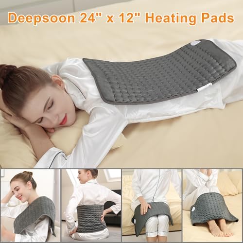 Heating Pad-Electric Heating Pads for Back,Neck,Abdomen,Moist Heated Pad for Shoulder,Knee,Hot Pad for Arms and Legs,Dry&Moist Heat & Auto Shut Off(Charcoal Gray, 12''×24')