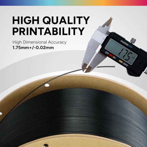 OVERTURE PLA Filament 1.75mm, Neatly Wound 3D Printer Filament 2kg Spool (4.4lbs), Dimensional Accuracy +/- 0.02 mm, Fit Most FDM 3D Printers (Black 2KG-1 Pack)