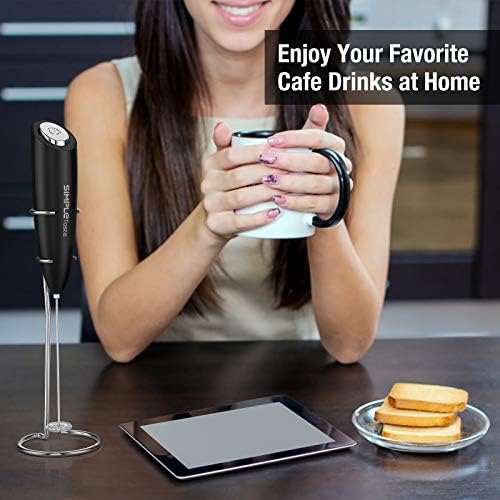 SIMPLETaste Milk Frother Handheld Battery Operated Electric Foam Maker, Drink Mixer with Stainless Steel Whisk and Stand for Cappuccino, Bulletproof Coffee, Latte