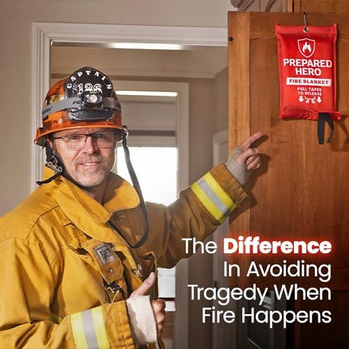 Prepared Hero Emergency Fire Suppression Blanket - 2 Pack, 40' x 40' Fiberglass Blanket for Kitchen and Home