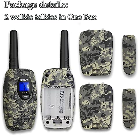 Retevis RT628 Kids Walkie Talkies,Army Toys for 6-12 Year Old Boys Girls,FRS Walky Talky with Key Lock,Gift for Outdoor Adventure Camping Hunt Trip(2 Pack,Camo)