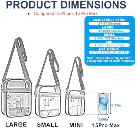 USPECLARE Clear Purse Stadium Approved CrossBody Bag for Men and Women