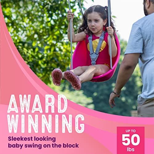 Swurfer Coconut Toddler Swing – Comfy Baby Swing Outdoor, 3- Point Adjustable Safety Harness, Secure, Safe Quick Click Locking System, Blister-Free Rope, Easy Installation, Ages 6-36 Months