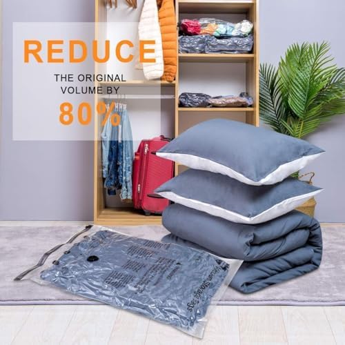 10 Medimu Vacuum Storage Bags with Electric Pump, Plastic Packaging Bags,Space Saver Sealer Compression Bags for Blankets, Comforters, Pillows, Clothes Storage
