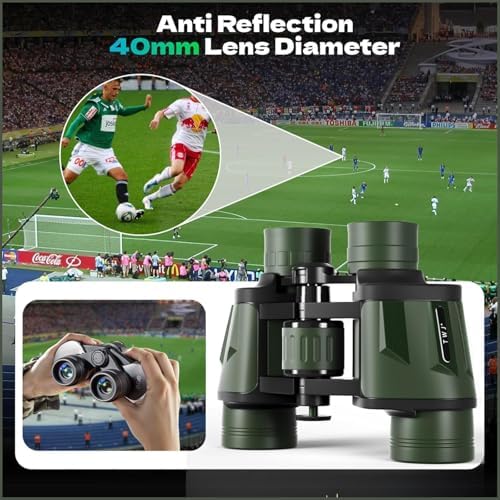 12x40 HD Binoculars for Adults and Kids High Powered, Clear Large View & Low Light Night Vision, Waterproof Binoculars for Hunting, Birds Watching, Cruise Ship, Theaters, Travel and Stargazing