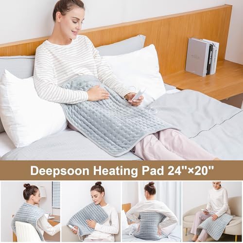 Heating Pad,Electric Heating Pads for Back,Neck,Abdomen,Moist Heated Pad for Shoulder,Knee,Hot Pad for Arms and Legs,Valentines Day Gifts-Auto Shut Off(Light Gray, 20''×24')