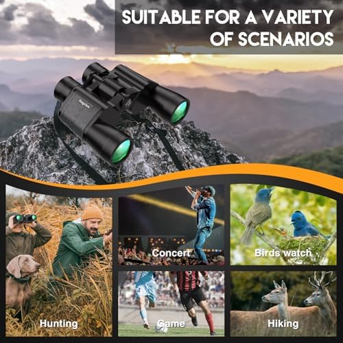 10x50 HD Binoculars for Adults High Powered, Waterproof & Compact Binoculars for Bird Watching, Hunting, Travel–Low Light Vision, Non-Slip Grip, Durable Optics