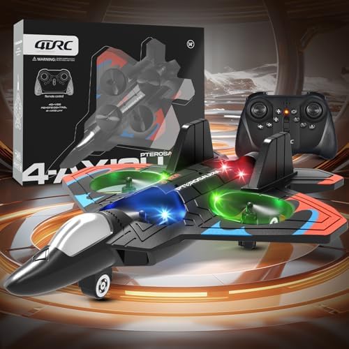 4DRC V32 Foam Remote Control Airplanes RC Planes for Kids Adults 8-16, RC Airplane Helicopter Drone Fighter Jet with Light, 360° Flip, Stunt Roll, Airplane Toy Gifts for Kids Boys Adults Beginners