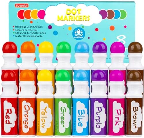 Dot Markers for Toddlers Kids Preschool, Bingo Daubers Washable Art Markers 8 Colors, Toddlers Arts and Crafts, Kids Art Supplies Dot Paint Craft Kit, Toddler Painting Supplies Drawing, 2PACK