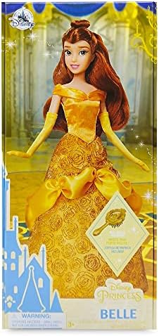 Disney Store Official Disney Princess Classic Doll (Belle from Beauty and The Beast), 11 Inches, Includes Brush with Molded Details, Posable Toy in Classic Outfit - Disney Princess Toys for Girls