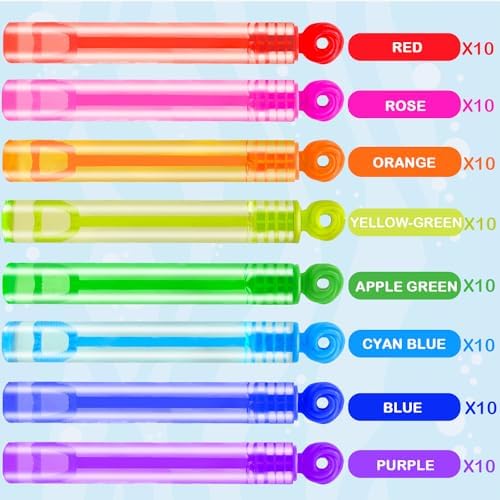 Mini Small Bubbles Wands Toys Gifts Bulk for Kids 80 Pack-Bubble Party Favors Supplies for Toddlers, Bulk Non Candy Treats Goodie Prizes for Birthday Wedding Parade Throws Giveaways Handouts