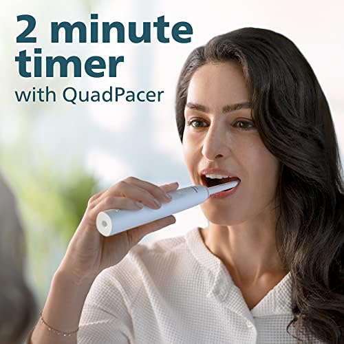 Philips Sonicare 4100 Rechargeable Electric Toothbrush, with Pressure Sensor, 2 Intensity Settings, SmarTimer and QuadPacer, 14-Day Battery Life, White, Model HX3681/23
