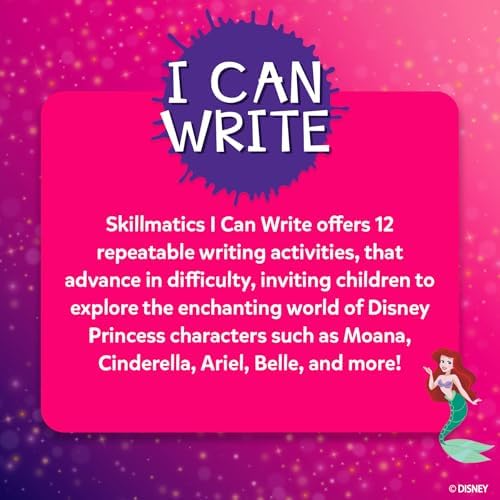 Skillmatics I Can Write Disney Princess - Reusable Preschool Learning Activities, Educational Toy and Game, Back to School Supplies, Gifts for Students, Kids, Toddlers Ages 3, 4, 5, 6