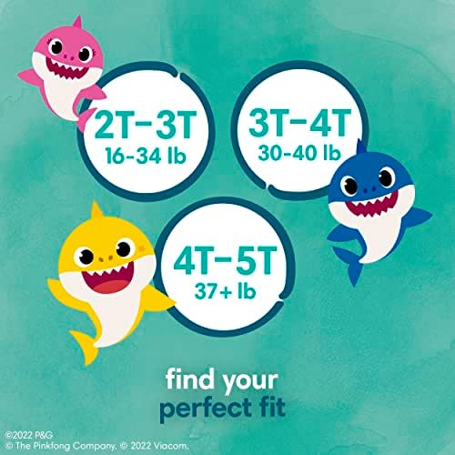 Pampers Training Pants - Pure Protection - Size 3T-4T, 92 Count, Baby Shark Premium Hypoallergenic Potty Underwear
