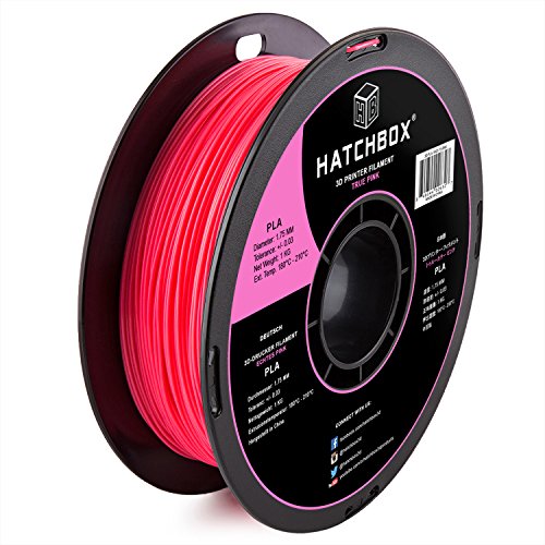 HATCHBOX 1.75mm True Pink PLA 3D Printer Filament, 1 KG Spool, Dimensional Accuracy +/- 0.03 mm, 3D Printing Filament