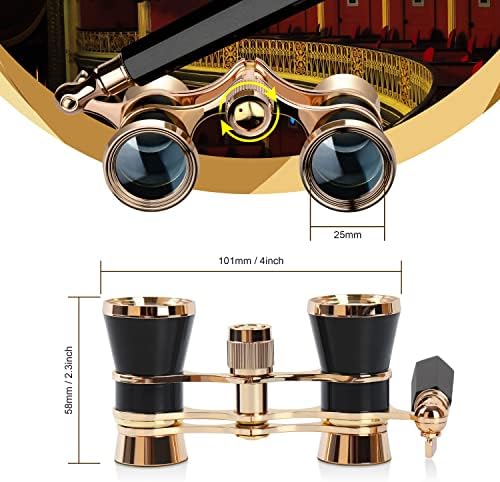 Aomekie Opera Glasses Binoculars 3X25 Theater Glasses Mini Binocular Compact with Handle for Adults Women in Musical Concert(Black)