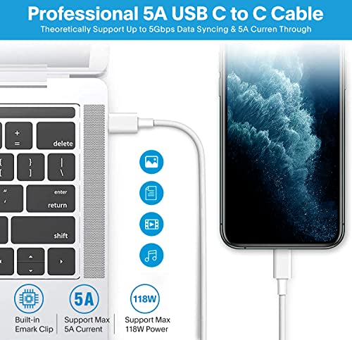 Mac Book Pro Charger - 118W USB C Fast Charger Power Adapter Compatible with MacBook Pro/MacBook Air 16 15 14 13 Inch, M1 M2 M3 M4, New iPad Pro and All USB C Device, Charge Cable 6.6ft