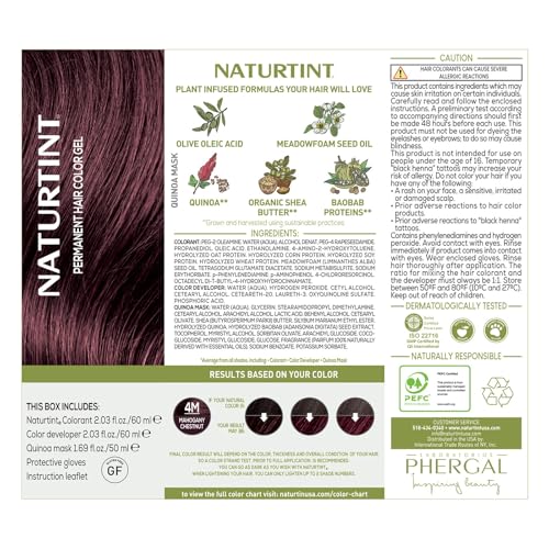 Naturtint 4M Mahogany Chestnut Permanent Hair Color (Pack of 6), Ammonia Free, Vegan, Cruelty Free, up to 100% Gray Coverage, Long Lasting Results (Packaging may vary)