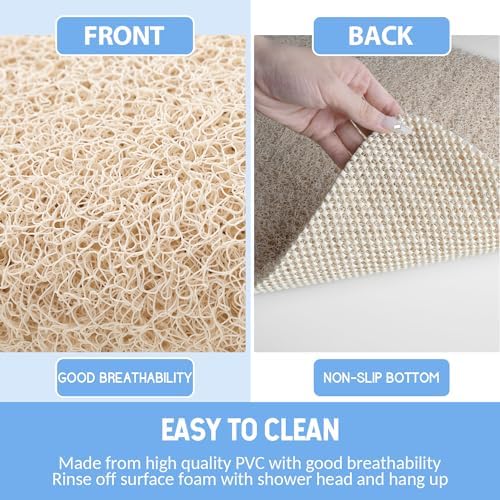 Non Slip Bathtub Mat, Anti Slip Shower Mat, Fast Drying Bath Tub Mats, Foot Scrubber Mat, Anti Slip Mat for Tub, Floor,Bathroom, Home, Kitchen, Hotel (Beige 24x16 Inch)