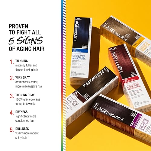 AGE beautiful Permanent Hair Color Dye Liqui Creme | 100% Gray Coverage | Anti-Aging Haircolor | Biotin for Thicker, Fuller Hair | Professional Salon Coloring