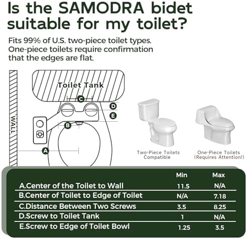 SAMODRA Bidet Attachment, Non-Electric Cold Water Bidet Toilet Seat Attachment with Pressure Controls, Retractable Self-Cleaning Dual Nozzles for Frontal & Rear Wash - Black