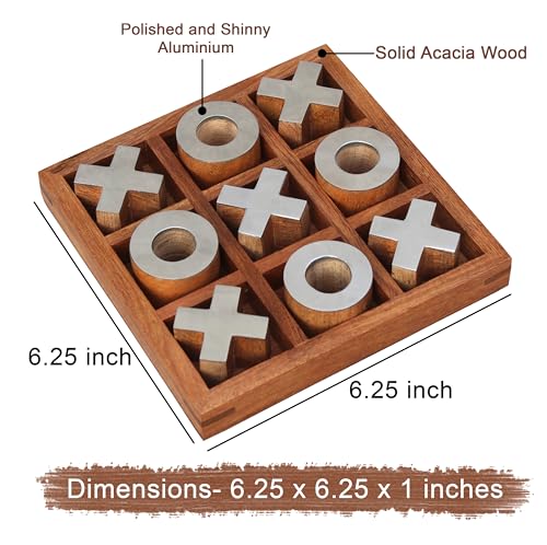 T one wooden Tic Tac Toe Game | board games for adults | Table Top Living Room Decor Fun family Games | board games for family night | board games for kids (Design-1)