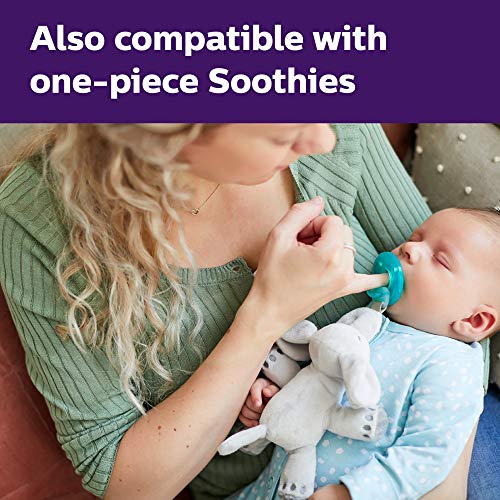 Philips AVENT Ultra Soft Snuggle Pacifier Holder with Detachable Pacifier, 0-6m, Elephant, SCF348/03