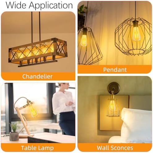 LED Edison Bulbs Dimmable, E26 Bulb 60 watt Equivalent, Soft White 2700K, ST58 Vintage Light Bulbs, 90+ CRI, 6W 600LM, E26 Medium Base, Clear Glass, 10 Pack