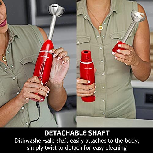 OVENTE Immersion Hand Blender, 300W Electric Handheld Portable Stick Mixer with 2 Mixing Speed and Stainless Steel Blades for Effortless Blending Smoothies, Shakes, Puree or Baby Food, Red HS560R