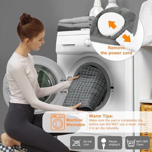Heating Pad-Electric Heating Pads for Back,Neck,Abdomen,Moist Heated Pad for Shoulder,Knee,Hot Pad for Arms and Legs,Dry&Moist Heat & Auto Shut Off(Charcoal Gray, 12''×24')