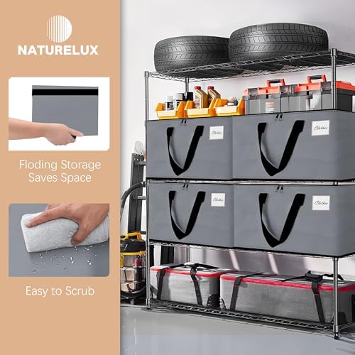 Heavy Duty Moving Bags - Extra Large Packing Bags and Storage Totes, Collapsible and Foldable Option for Moving and Storage, Grey, 93 L - 6 Pack