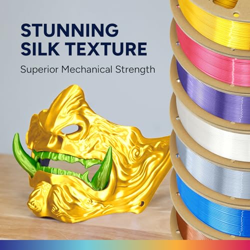 OVERTURE Silk Filament PLA 1.75mm Clog-Free Shiny 3D Printer Filament, 1kg Spool (2.2lbs), Dimensional Accuracy +/- 0.02 mm, Fit Most FDM Printer(Silk Gold)