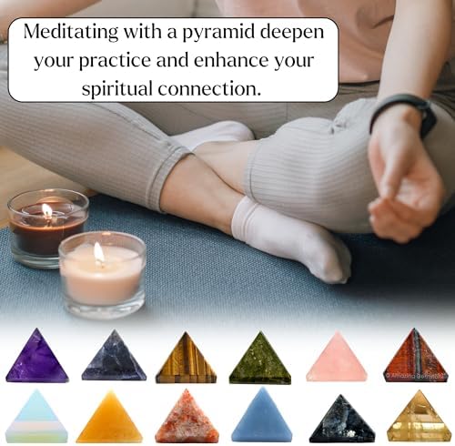 Amazing Gemstone Pack of 11 Crystal Pyramid Healing Stones - 1" Wholesale Bulk Crystals Pyramid Figurine of Natural Stone for Meditation, Reiki, Chakra Balancing and Crystal Pyramids Grid