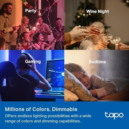 Tapo TP-Link Smart Light Bulbs, 1100 Lumens High Brightness (75W Equivalent), Matter-Certified, 16M Colors WiFi Light Bulb, Dimmable, Works w/Siri, Alexa & Google Home, A19 E26, L535E(4-Pack)