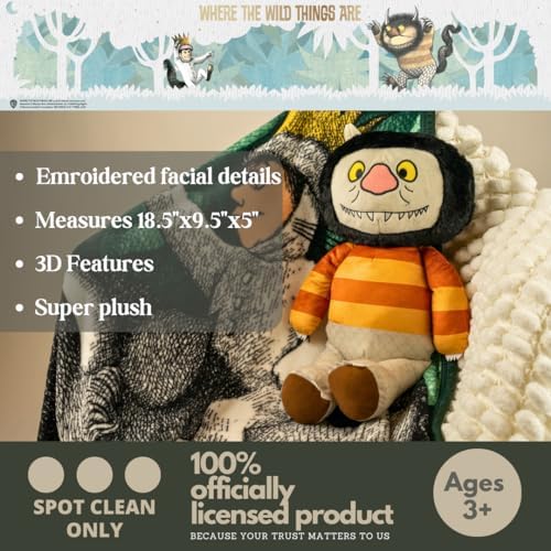 Franco Where The Wild Things are Kids Bedding Super Soft Plush Cuddle Pillow Buddy, (Officially Licensed Product)