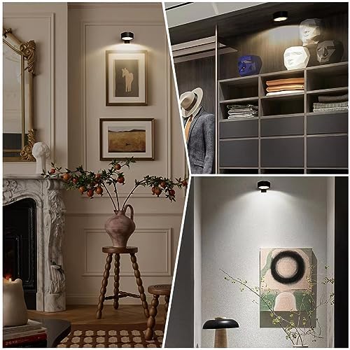 3-Pack Battery Operated Picture Light Magnetic Painting Light with 3 Lighting Modes,Remote and Dimmable Timer Art Display Light for Picture Artworking Frame Portrait,Wireless Wall Decor Puck Lights