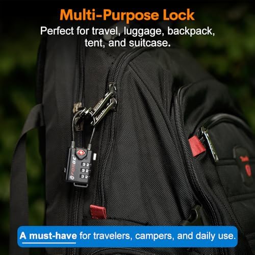 TSA Approved Cable Luggage Locks, Re-settable Combination with Alloy Body
