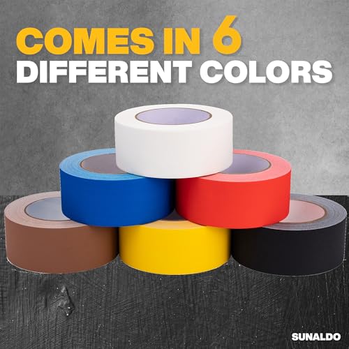 Gaffers Tape (6 Pack) Strong Hold, Easy to Rip, Residue-Free Professional Grade Floor Tape for Electrical Cords, Matte Finish Non Reflective, Weather Resistant (Brown, 2" x 30 Yards)