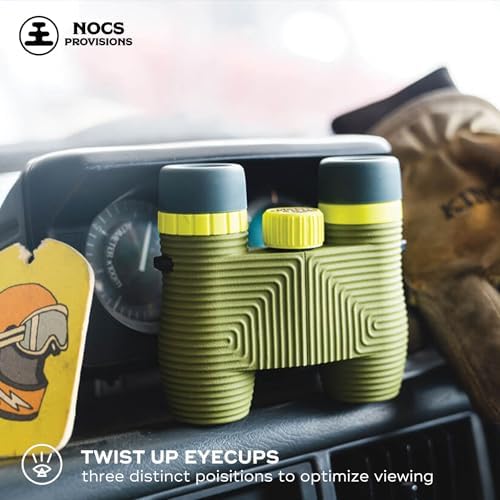Nocs Provisions Standard Issue 10x25 Waterproof Binoculars, 10X Magnification, Bak4 Prism, Wide View Multi-Coated Lenses for Bird Watching, Hiking & Backpacking - Olive Green