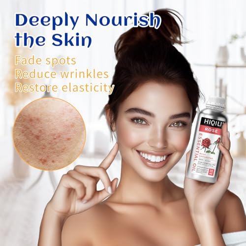 HIQILI 32 Fl Oz Rose Essential Oil, Huge Value Size Undiluted Rose Oil for Face, Skin, Diffuser, Hair