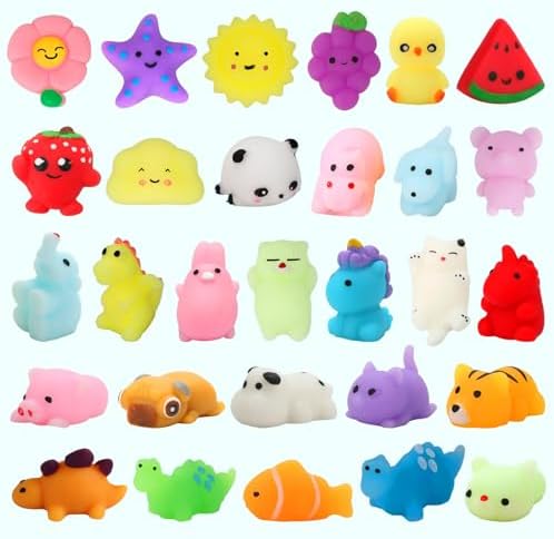 120 Pack Squishy Toys, Kawaii Squishies Party Favors for Kids 4-8 8-12 Treasure Box Toys for Classroom Birthday Xmas Gifts Goodie Bag Mini Animals Mochi Squishy Stress Relief Sensory Toys Random