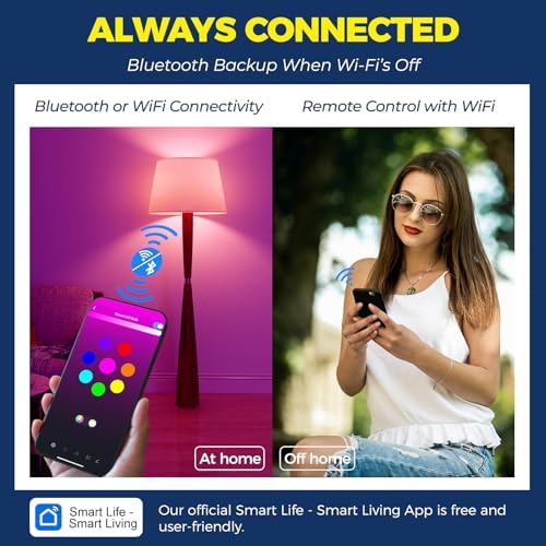 Smart Light Bulbs 100W Equiv., 1350LM 11W Smart Bulb Works with Alexa/Google Home/Smart Life, A19 E26 RGBCW Color Changing, No Hub Required, 2.4G WiFi Bluetooth Bulb, ETL Listed, 4PCS