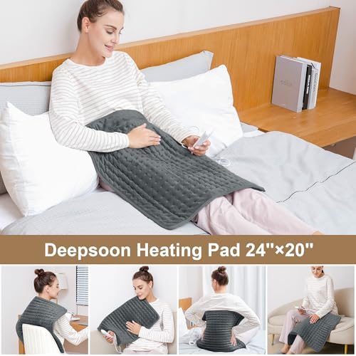 Heating Pad,Electric Heating Pads for Back,Hot Heated Pad for Abdomen,Shoulder,Knee,Multiple Temp and Auto Shut Off(Charcoal Gray, 20''×24'')