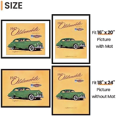 upsimples 18x24 Picture Frame, Display Pictures 16x20 with Mat or 18 x 24 Without, Wall Hanging Poster Frames, Black, 1 Pack