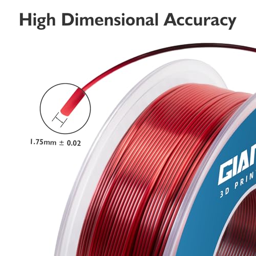 GIANTARM Dual Color PLA Filament, Silk PLA Filament 1.75mm +/-0.02mm,1KG Spool(2.2lbs) Vacuum Packaging, 3D Printing Filaments Fit Most FDM Printer
