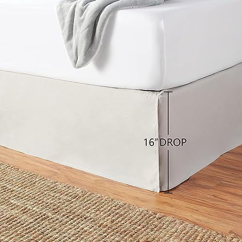 Amazon Basics Lightweight Pleated King Size Bed Skirt, Fade Resistant, Machine Washable, King, Light Grey, Solid