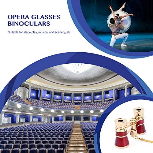 Aomekie Opera Glasses Binoculars 3X25 Theater Glasses Mini Binocular Compact with Chain for Adults Women in Musical Concert(Red)