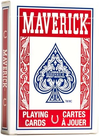 Maverick Playing Cards, Standard Index, Red and Blue, 12 Pack